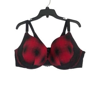 TORRID RED PLAID 360° BACK SMOOTHING PUSH-UP PLUNGE BRA 44 DDD